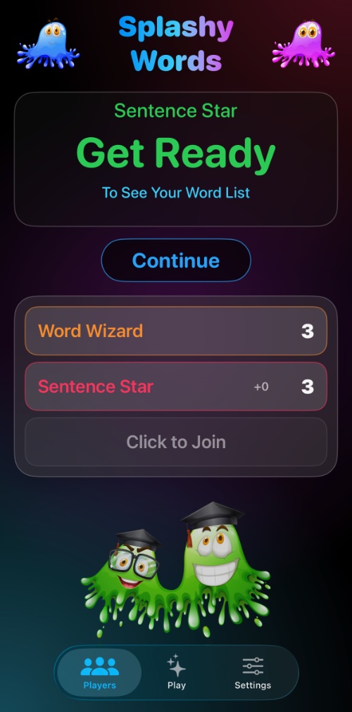 Splashy Words iOS App Home Screen