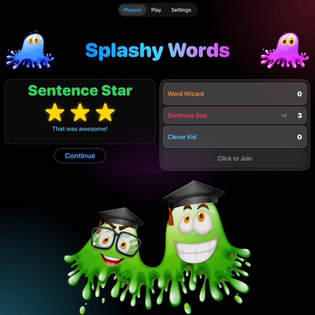 Splashy Words Reading and Story Telling Game for Kids
